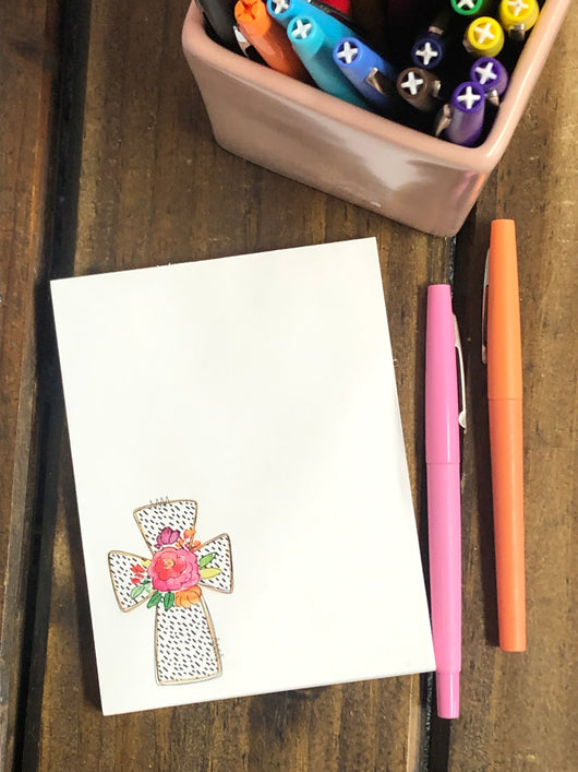 RTS: Cross with Flowers Small Notepad