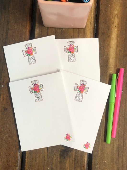 Cross with Flowers Small Notepads