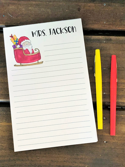 Santa in Sleigh Personalized Notepad
