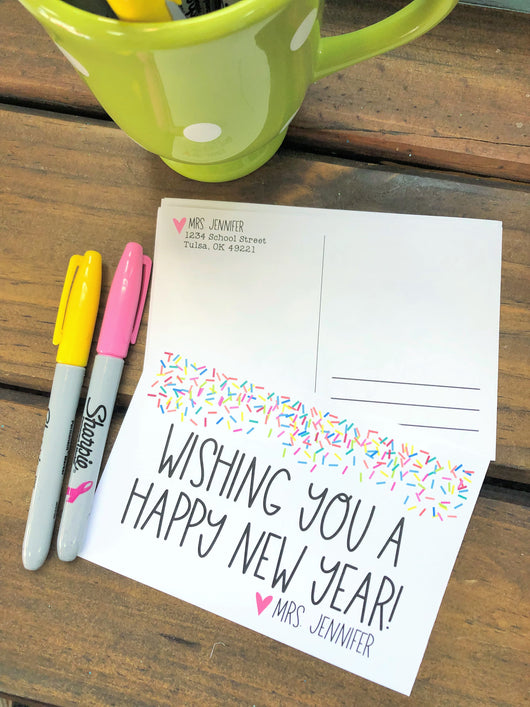 Confetti Happy New Year Postcards