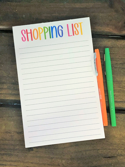 RTS: Girly Rainbow Shopping List Large Notepad