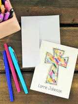 Brushed Cross Personalized Note Cards