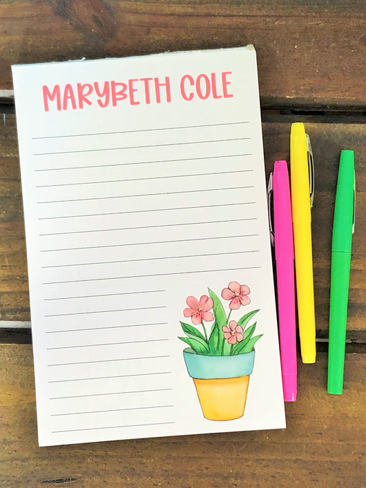 Potted Flowers Personalized Notepad