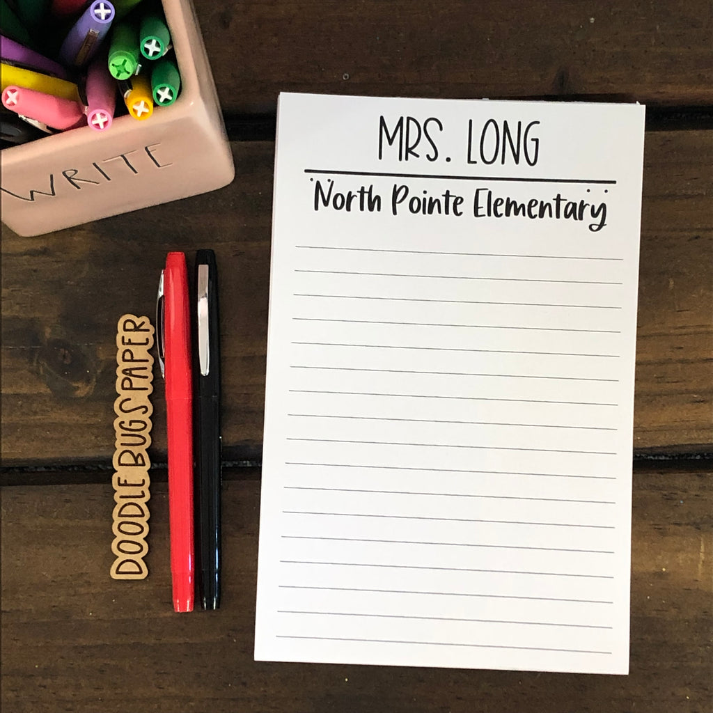 Simple Black Divider Personalized Notepad DoodleBugsPaper