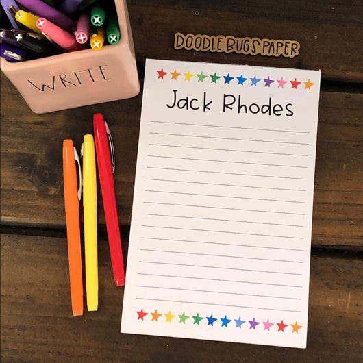 Rainbow Stars Personalized Notepad