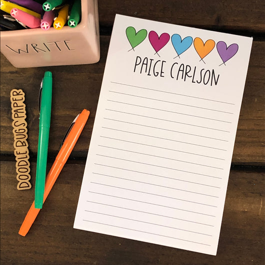 Whimsy Hearts Personalized Notepad