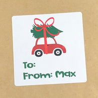 Little Red Car Christmas Stickers