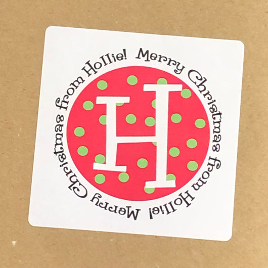 Christmas Circle Initial Christmas Stickers