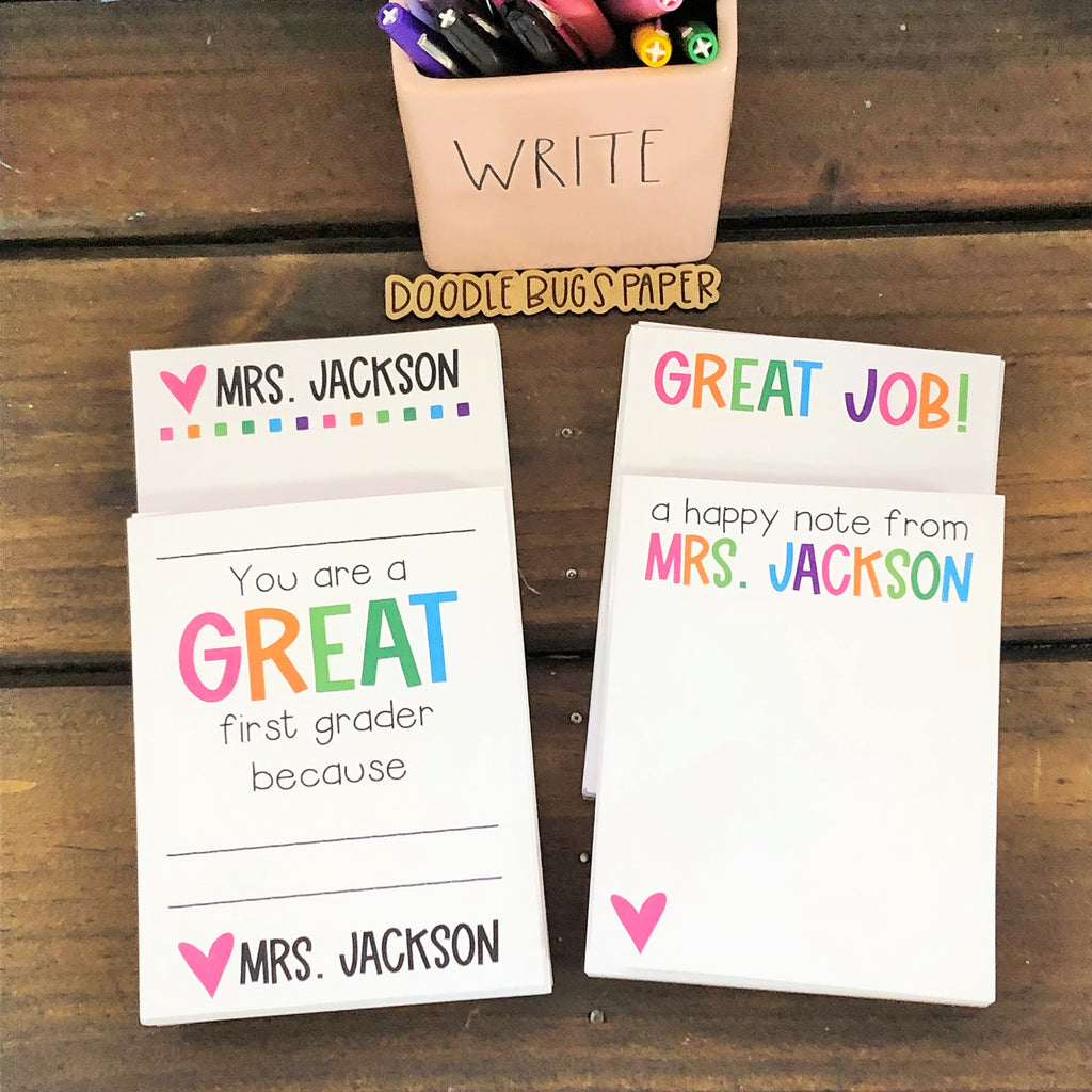 Bright Great Job Teacher Small Notepad Set DoodleBugsPaper