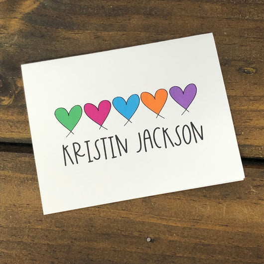 Whimsy Hearts Personalized Note Cards