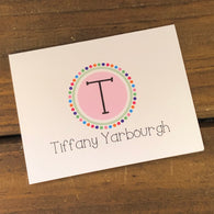 Candy Dots Circle Initial Personalized Note Cards