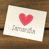 Stitched Heart Personalized Note Cards