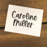 Simple Black Hand Lettered Personalized Note Cards