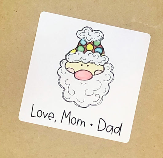 Polka Dot Hat Santa Christmas Stickers