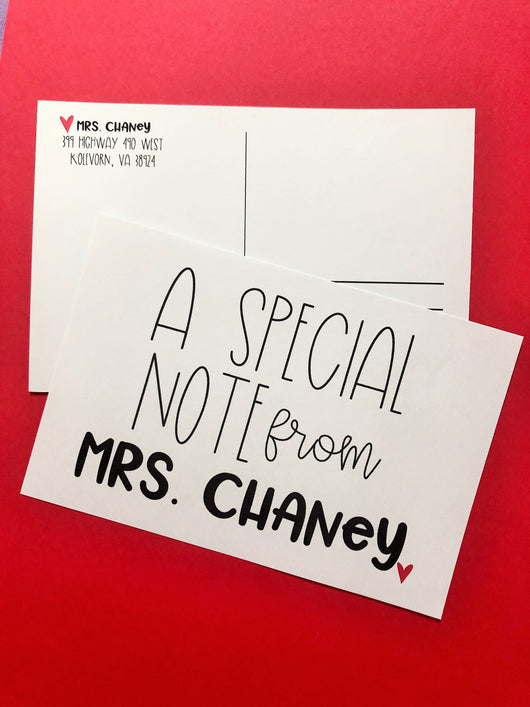 A Special Note From Personalized Teacher Postcards