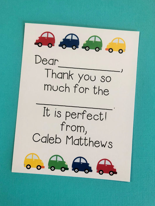 Little Cars Thank You Notes