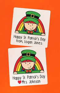 Leprechaun and Rainbow St. Patrick's Day Square Stickers