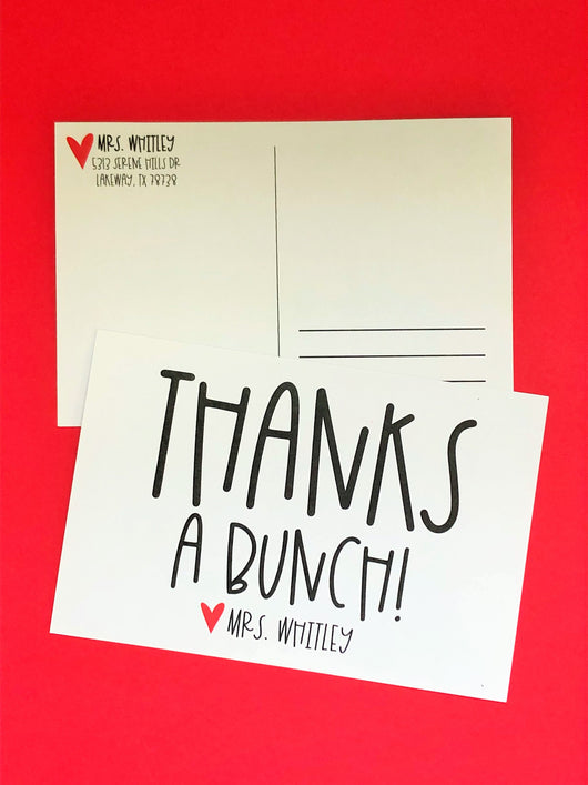 Thanks a Bunch Personalized Teacher Postcards