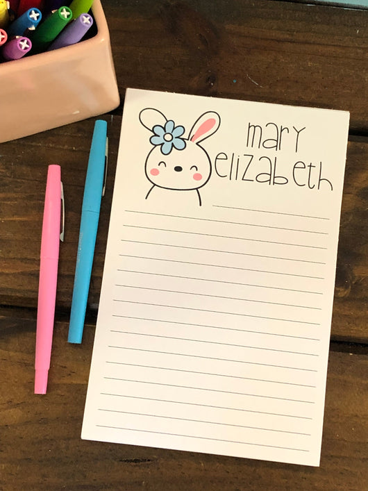 Easter Bunny with Flower Personalized Notepad