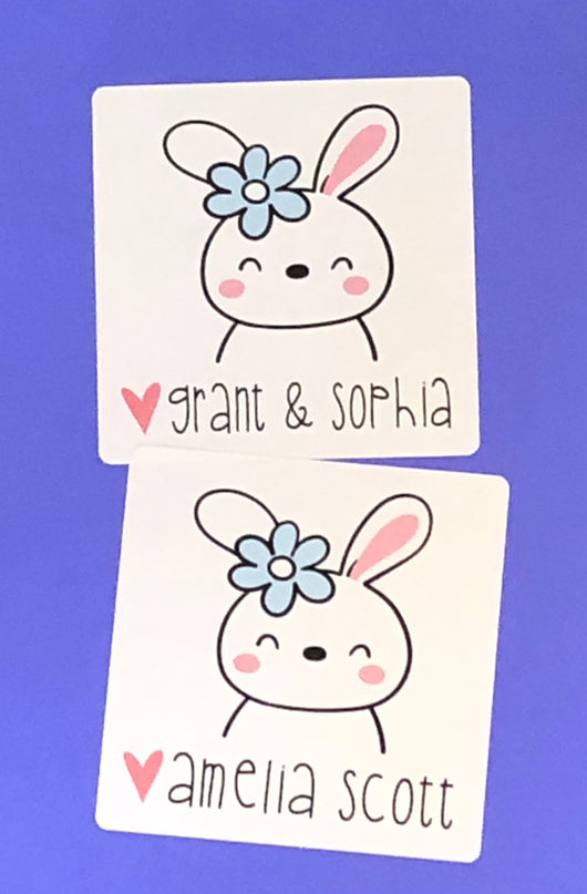 Easter Bunny with Flower Square Stickers