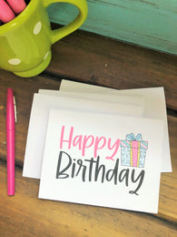 Happy Birthday with Gift Note Cards