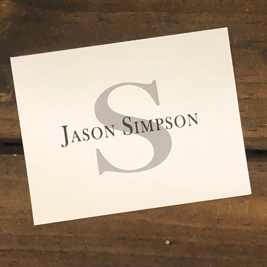 Simple Gray Initial with Name Personalized Note Cards