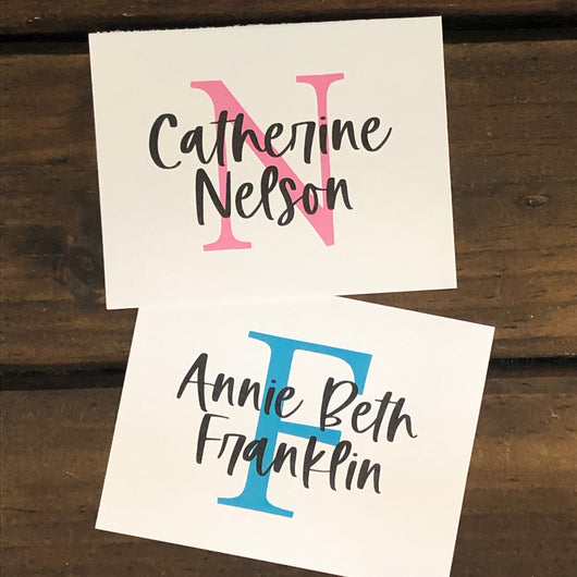 Modern Name with Initial Personalized Note Cards