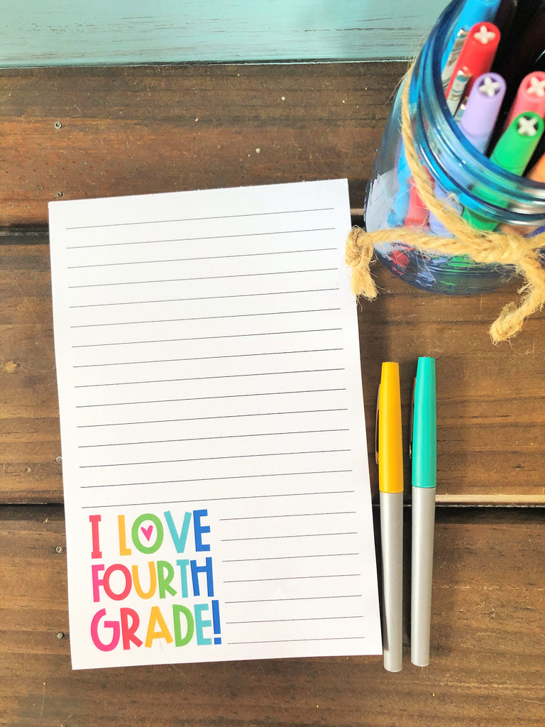 I Love Fourth Grade Notepad DoodleBugsPaper