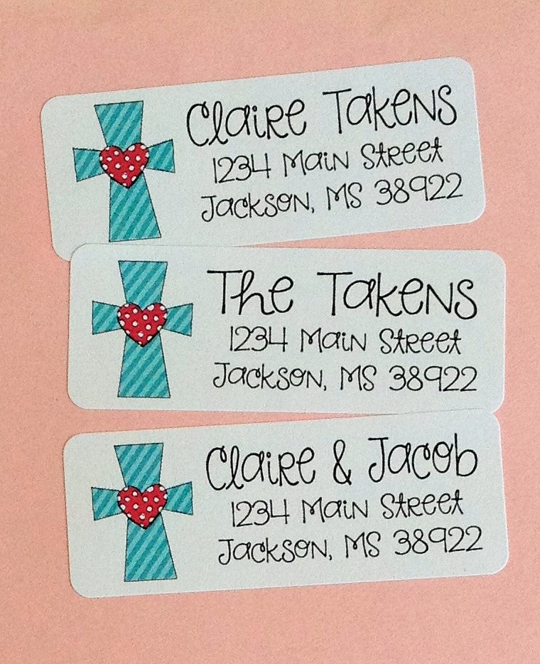 Turquoise Cross Address Labels DoodleBugsPaper