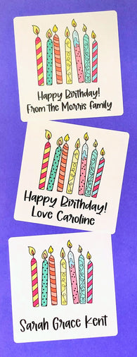 Birthday Candles Personalized Square Stickers