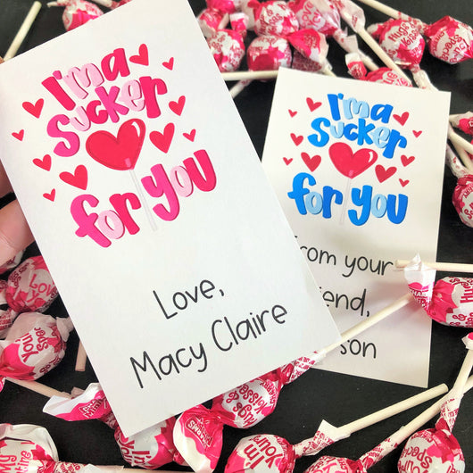 Sucker Valentine Treat Tags