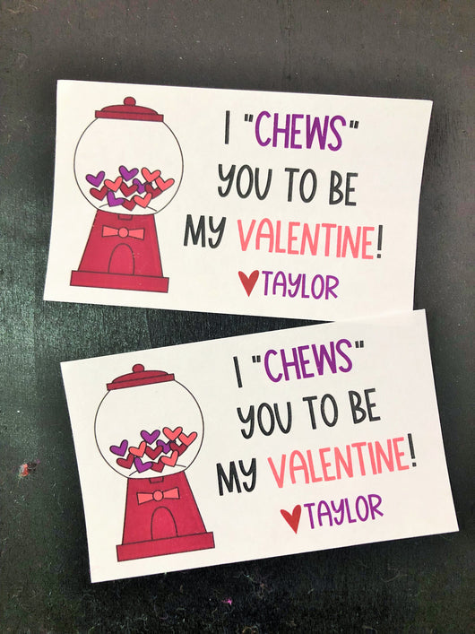 Gum Valentine Treat Tags