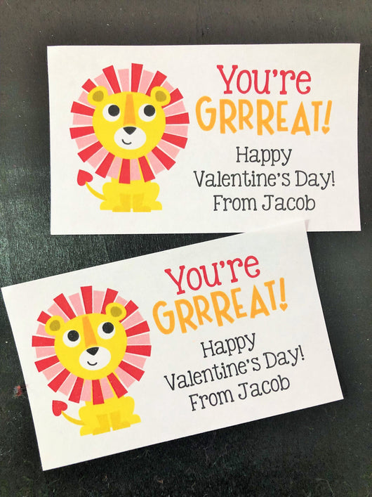 Lion Valentine Treat Tags