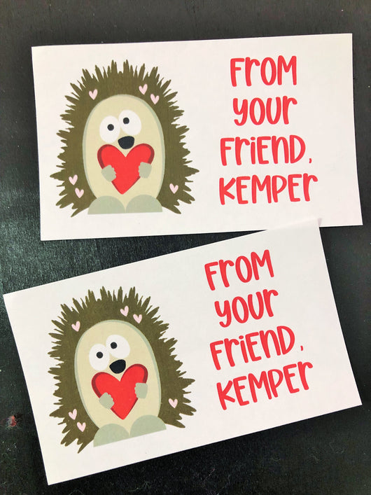 Hedgehog Valentine Treat Tags
