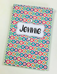 Carnival Dots Personalized Top Spiral Steno Notebook
