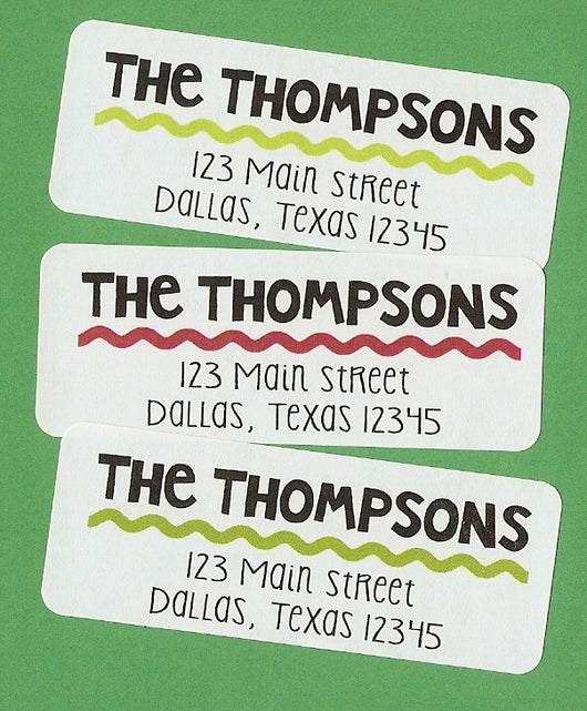 Squiggle Line Christmas Address Labels