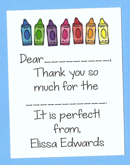 Crayons Kids Thank You Notes