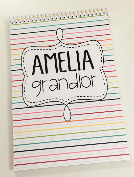 Dotted Rainbow Line Personalized Top Spiral Steno Notebook