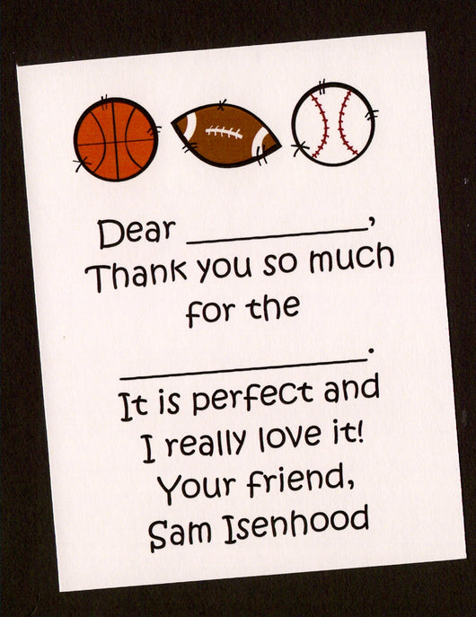 Sports Balls Thank You Notes