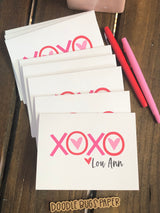 XOXO Valentine Personalized Note Cards