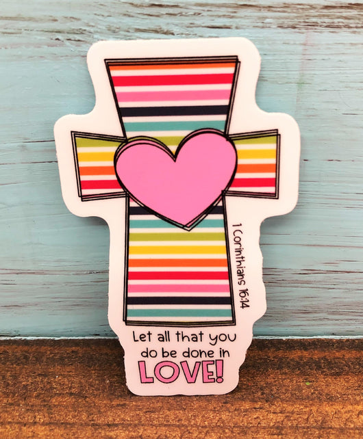 Rainbow Cross Vinyl Waterproof Sticker
