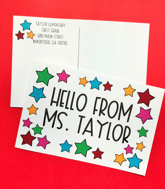 Star Border Teacher Postcards