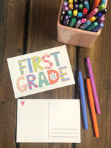 Peace Love School Personalized Teacher Postcards (Grade Choice)