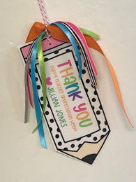 Teacher Pencil Fancy Gift Tag