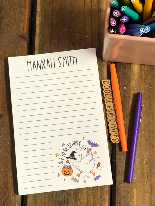 Spooky Halloween Goose Personalized Notepad