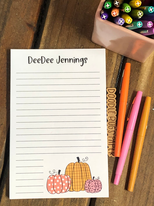Doodle Pumpkins Personalized Notepad