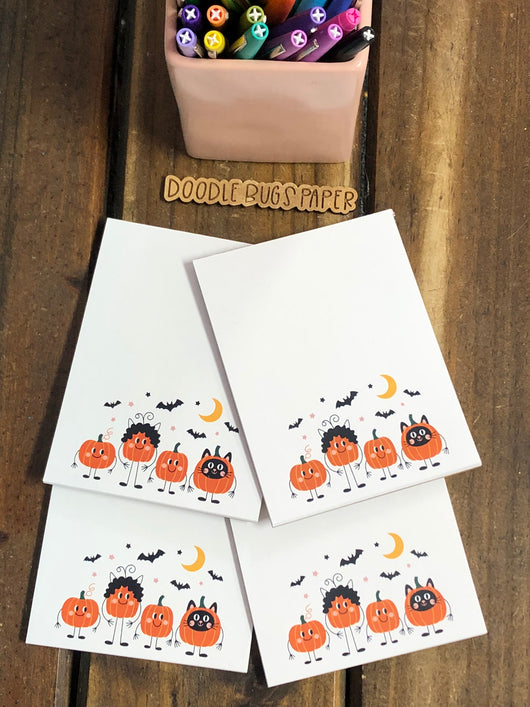 4 Jack o Lantern Pals Small Notepads