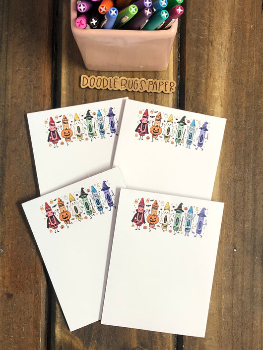 4 Halloween Crayons Small Notepads