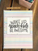 Wake Up Rainbow Dotted Lines Side Spiral Notebook