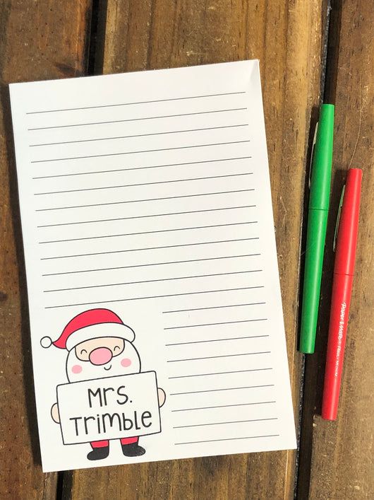 Santa with Sign Personalized Notepad